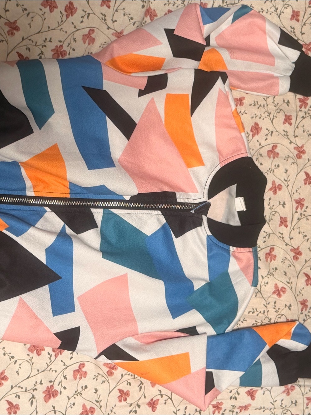SHEIN Multicolor Geometric Colorblock Bomber Jacket - Picture 13 of 15